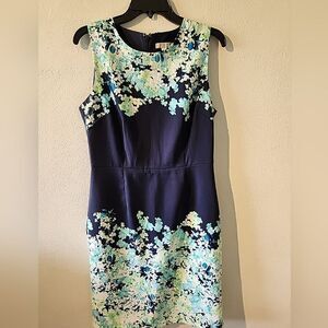 New York & Company Dress Womens Size 8 Blue Floral Sleevless Summer Dress Casual